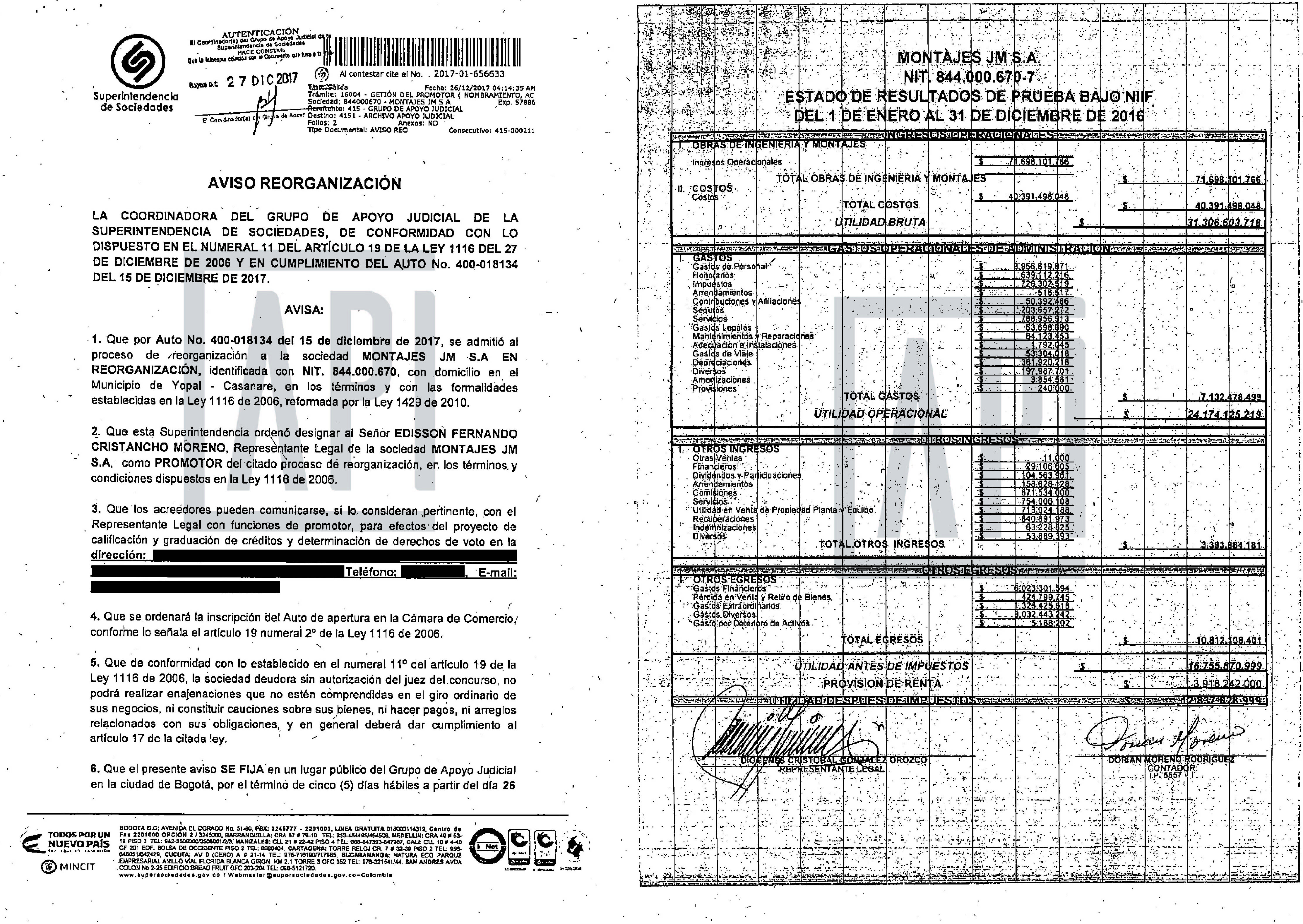 FACSIMIL ACTA DE PROCESO DE INSOLVENCIA DE MONTAJES 