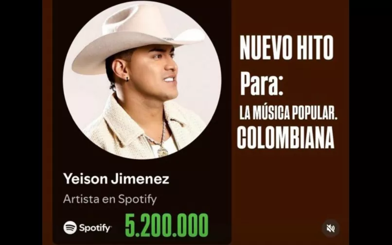 Yeison Jiménez rompió el récord histórico del género popular en Colombia tras su fallecimiento.