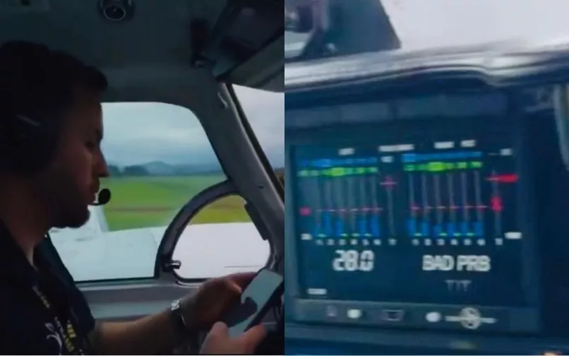 Piloto de la avioneta de Yeison Jiménez y tablero de instrumentos
