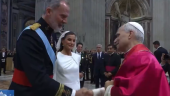 Los reyes de España saludan al papa León XIV