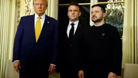 Emmanuel Macron, Volodimir Zelensky y Donald Trump