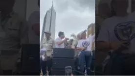 Jerónimo Uribe, hijo de Álvaro Uribe Vélez, en protestas en Medellín