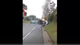 Fatal accidente entre bus y tractomula en el Cauca