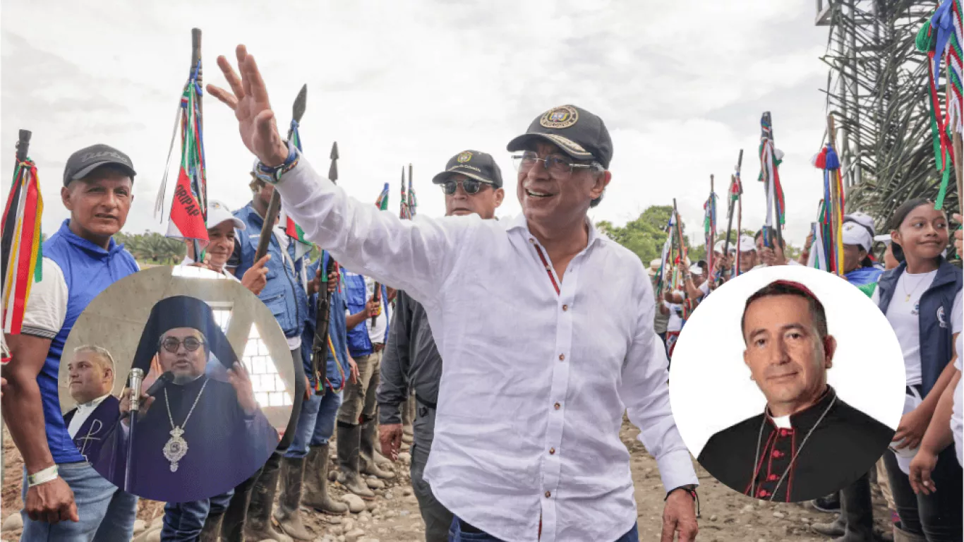 Gustavo Petro, obispo ortodoxo Timoteo Torres Esquivel y monseñor Rubén Darío Jaramillo